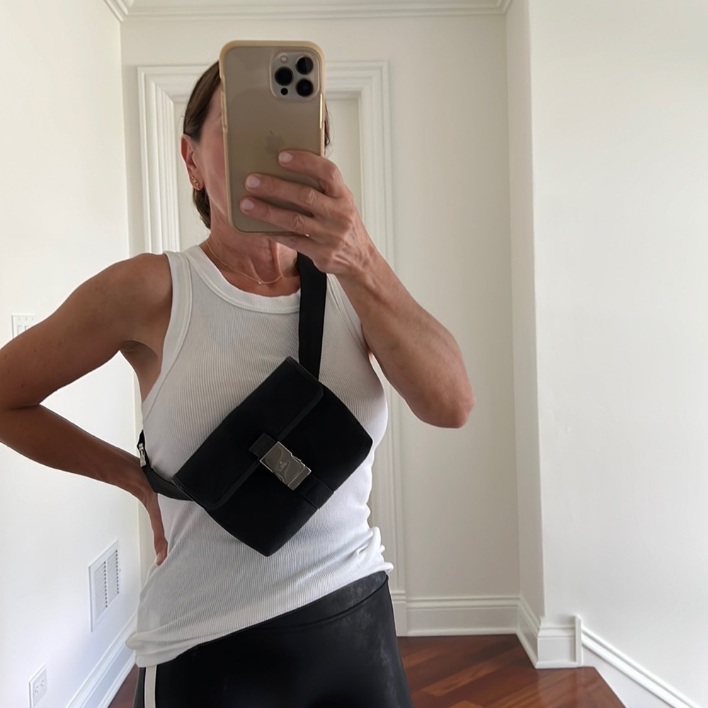 Authentic GUCCI Black Monogram GG Waist Bag Belt Pouch Fanny Pack